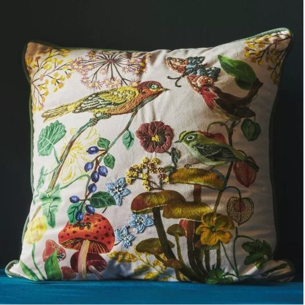 Nathalie Lete Embroidered Velvet Pillow